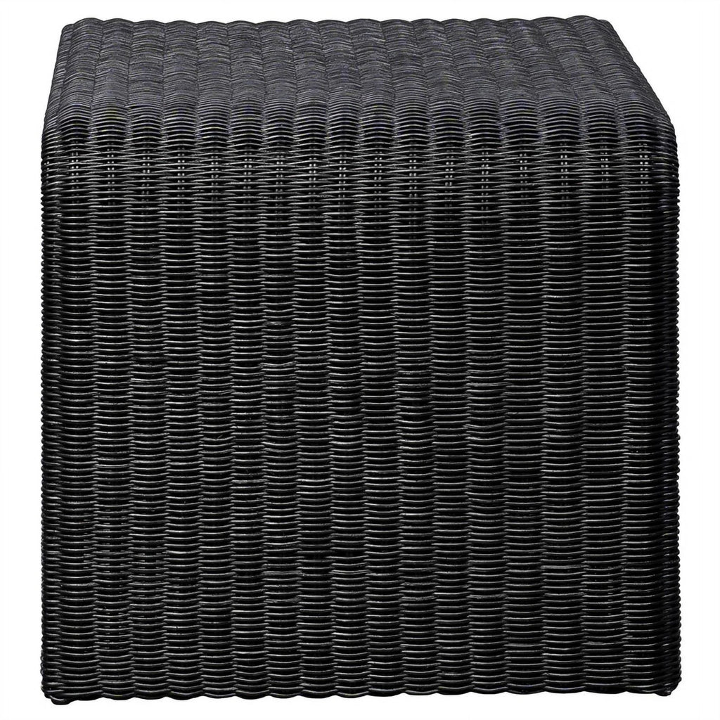 Black Woven Rattan Square End Table H273342