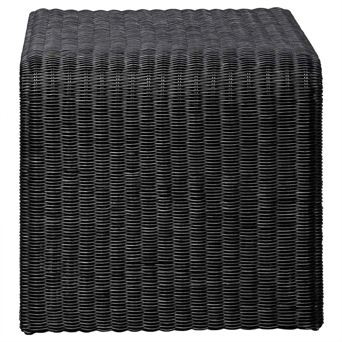 Black Woven Rattan Square End Table H273342