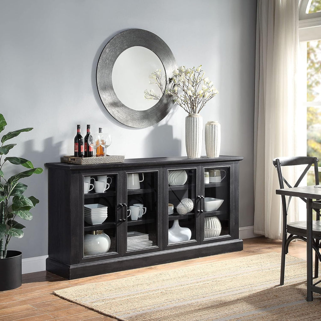 Stone Grey Wood Sideboard Buffet with Storage Cabinet T403