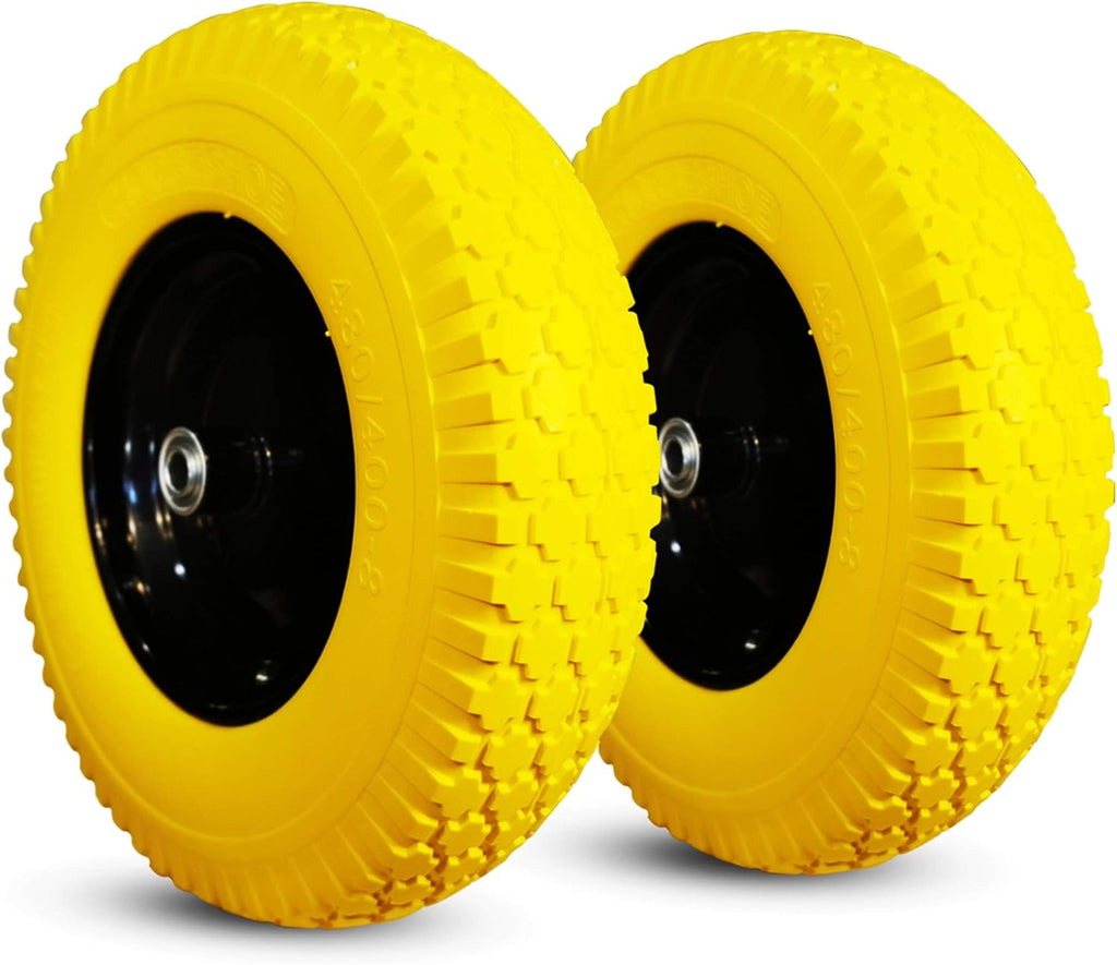 Flat Free Polyurethane Tires with Steel Rim Pack of 2 V18785