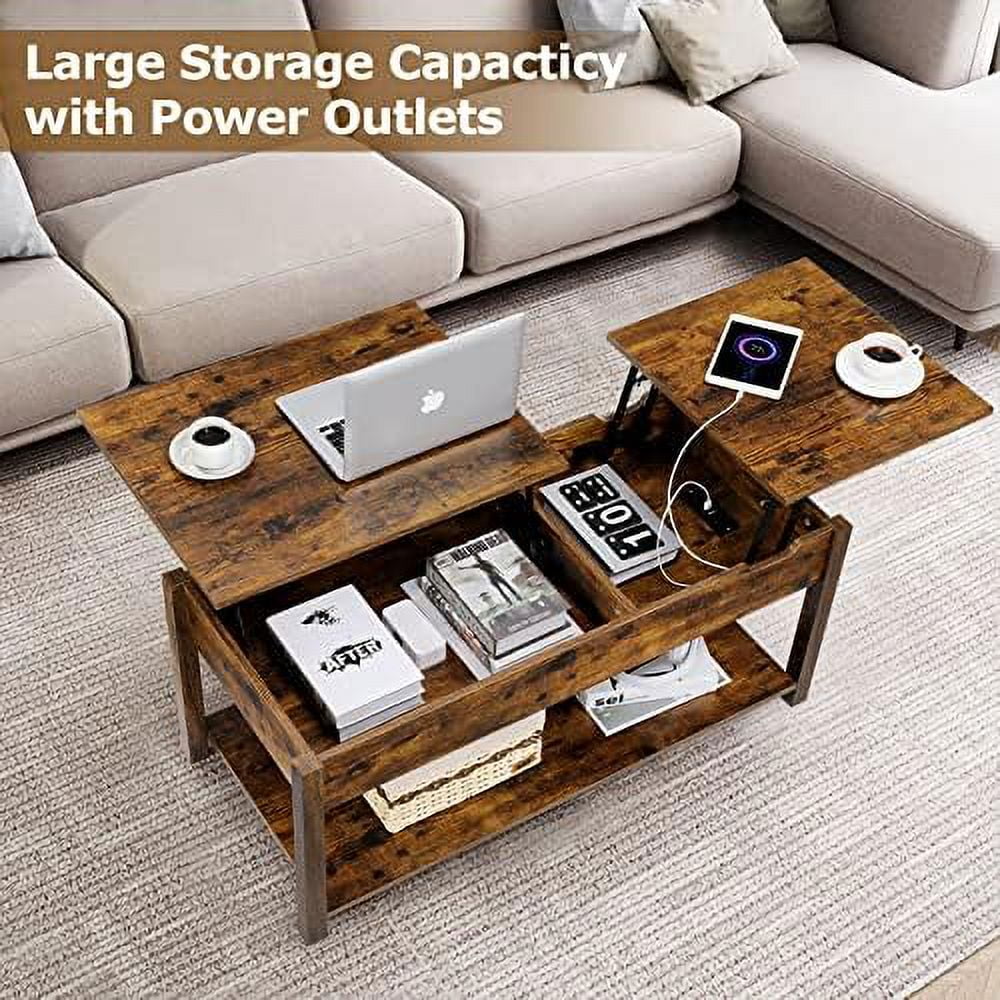 42.5" Lift Top Coffee Table with Hidden Compartment and USB Ports X941