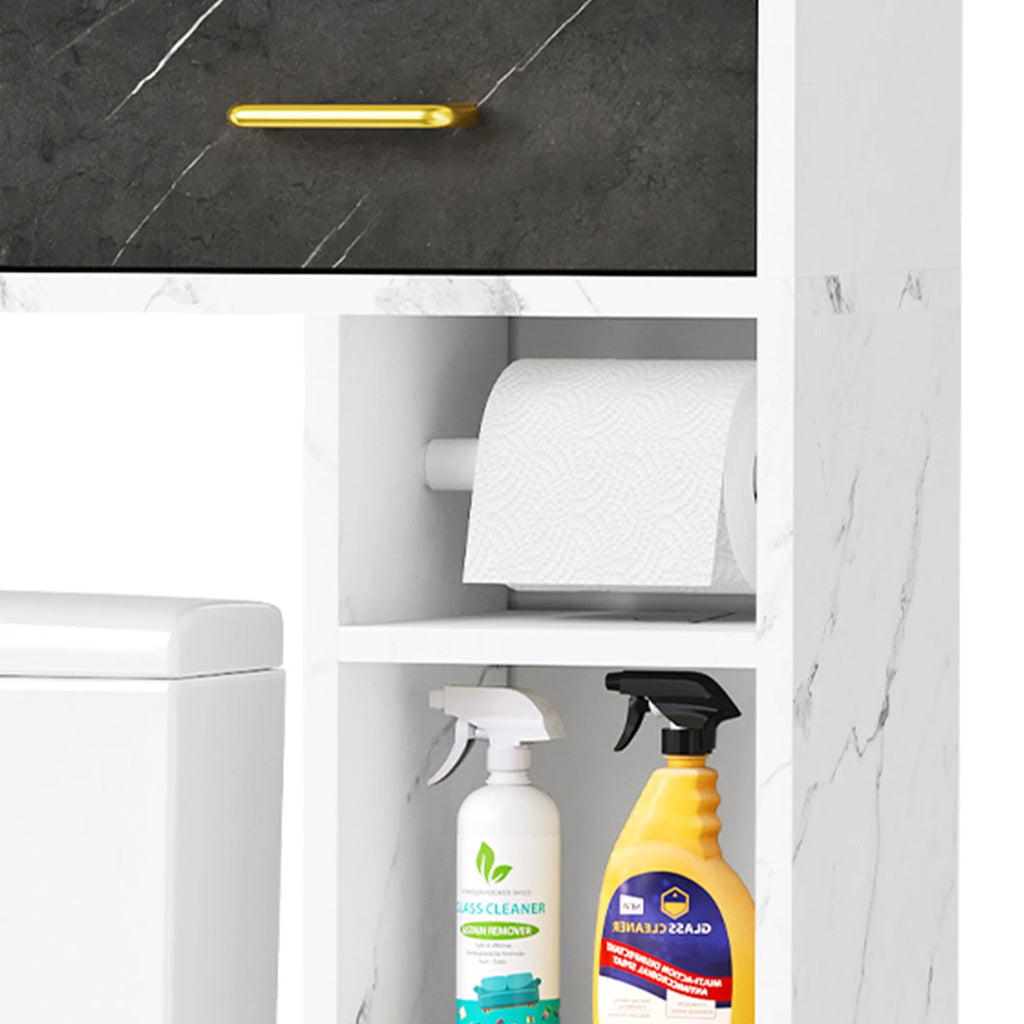 White Over The Toilet Storage Cabinet with Drawers and Adjustable Shelf X776115