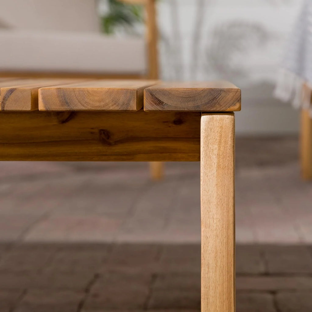 Solid Wood Slat-Top Outdoor Coffee Table, 46 Inch, Natural C831312