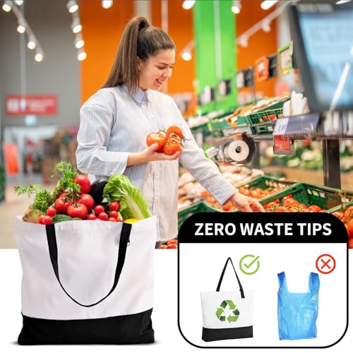 6 Pack Canvas Tote Bags with Zipper O258