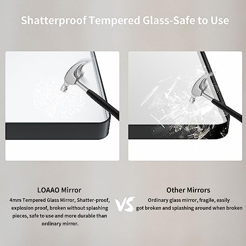 Black Metal Framed 22X30 Inch Rounded Rectangle Bathroom Mirror N3407