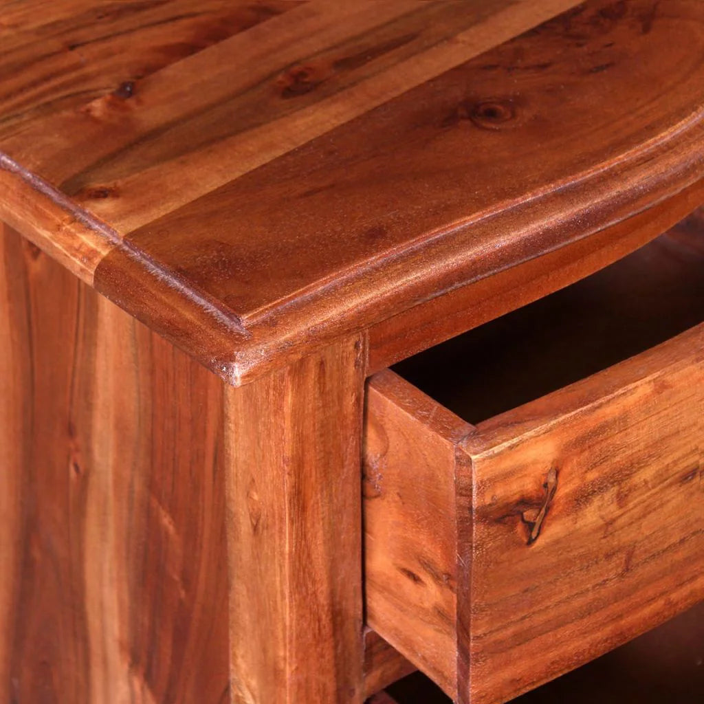 2 pcs Solid Acacia Wood Nightstands with Drawers H965