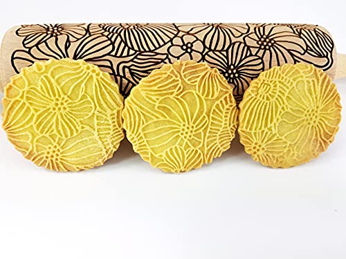 Embossing Rolling Pin with Flowers Pattern X46170