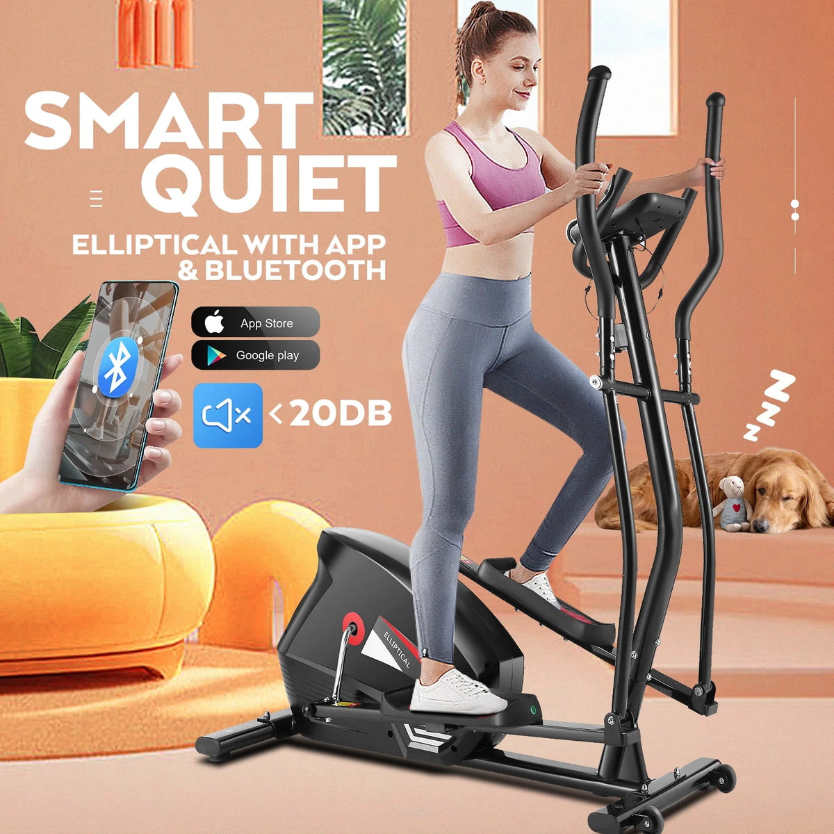 Elliptical Machine with 10 Levels Magnetic Resistance & LCD Display D4645