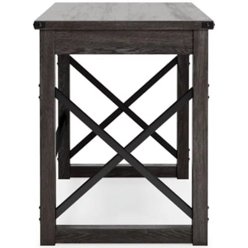 Dark Gray Rustic Farmhouse Home Office Desk L42299