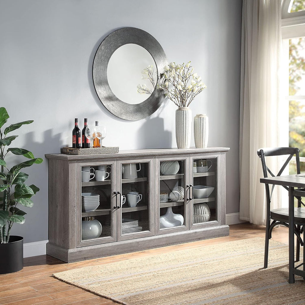 Stone Grey Wood Sideboard Buffet with Storage Cabinet T403