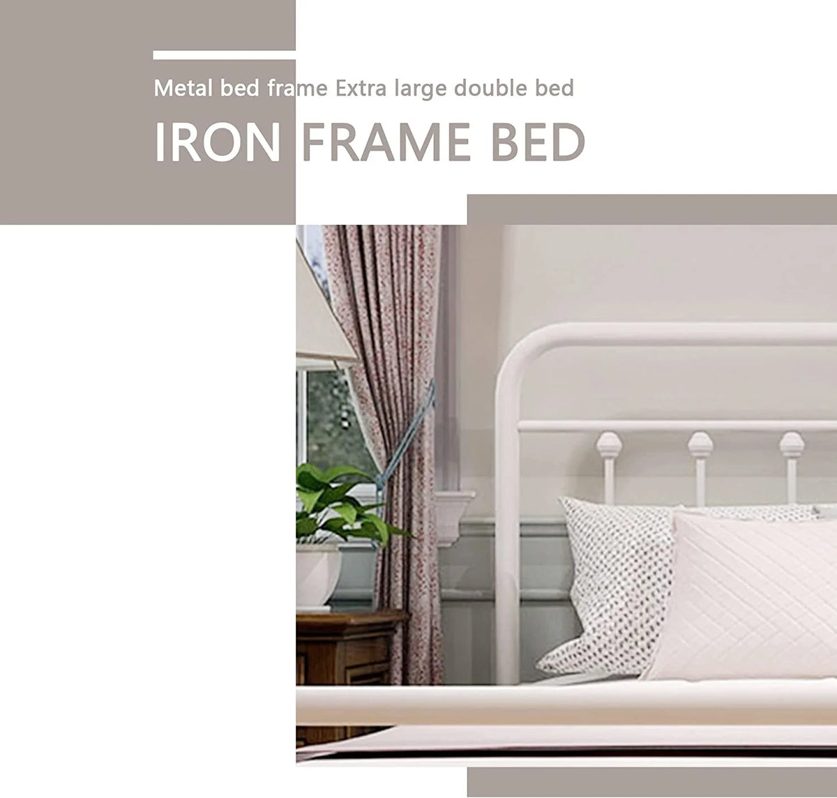 Vintage Queen Metal Platform Bed Frame E8039