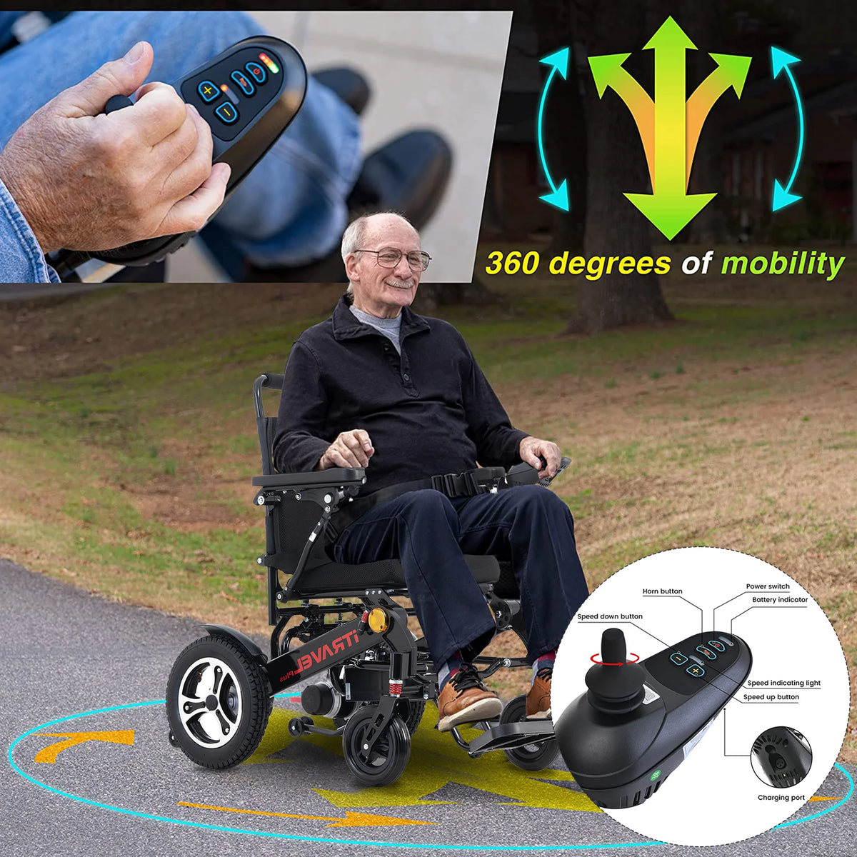 Lightweight Portable Folding Electric Wheelchair with Gel Seat Cushion K58616