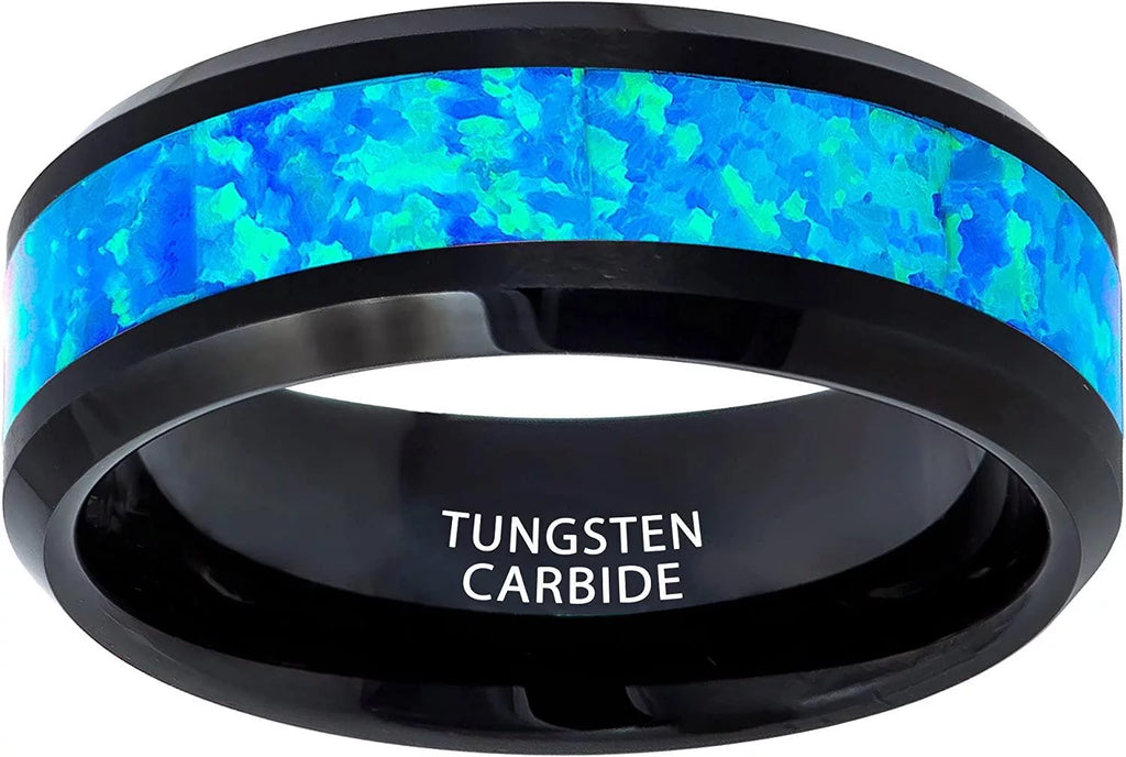 6mm Blue Inlay Tungsten Rings O9692