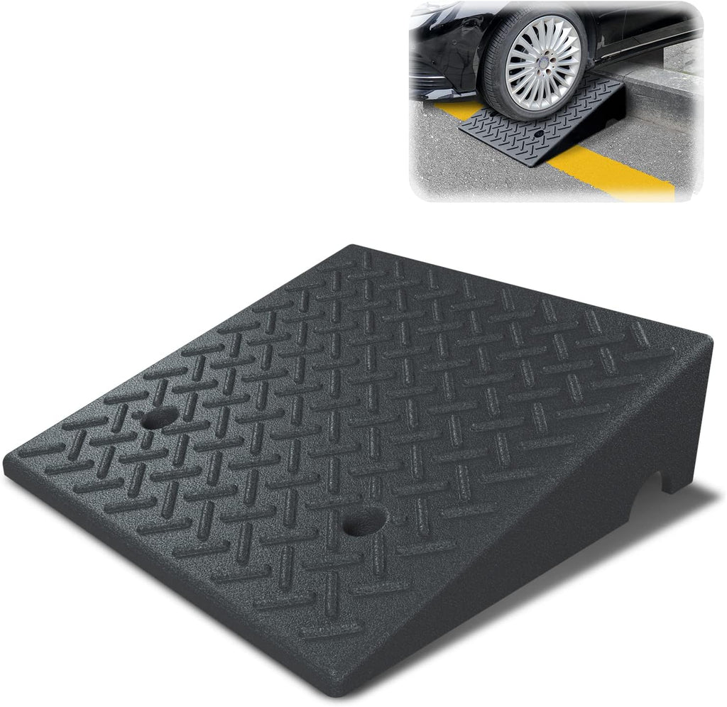 Rubber Curb Ramp 19.6 × 19.6 × 6 Heavy Duty Portable Threshold Ramp 2 PCS F841502