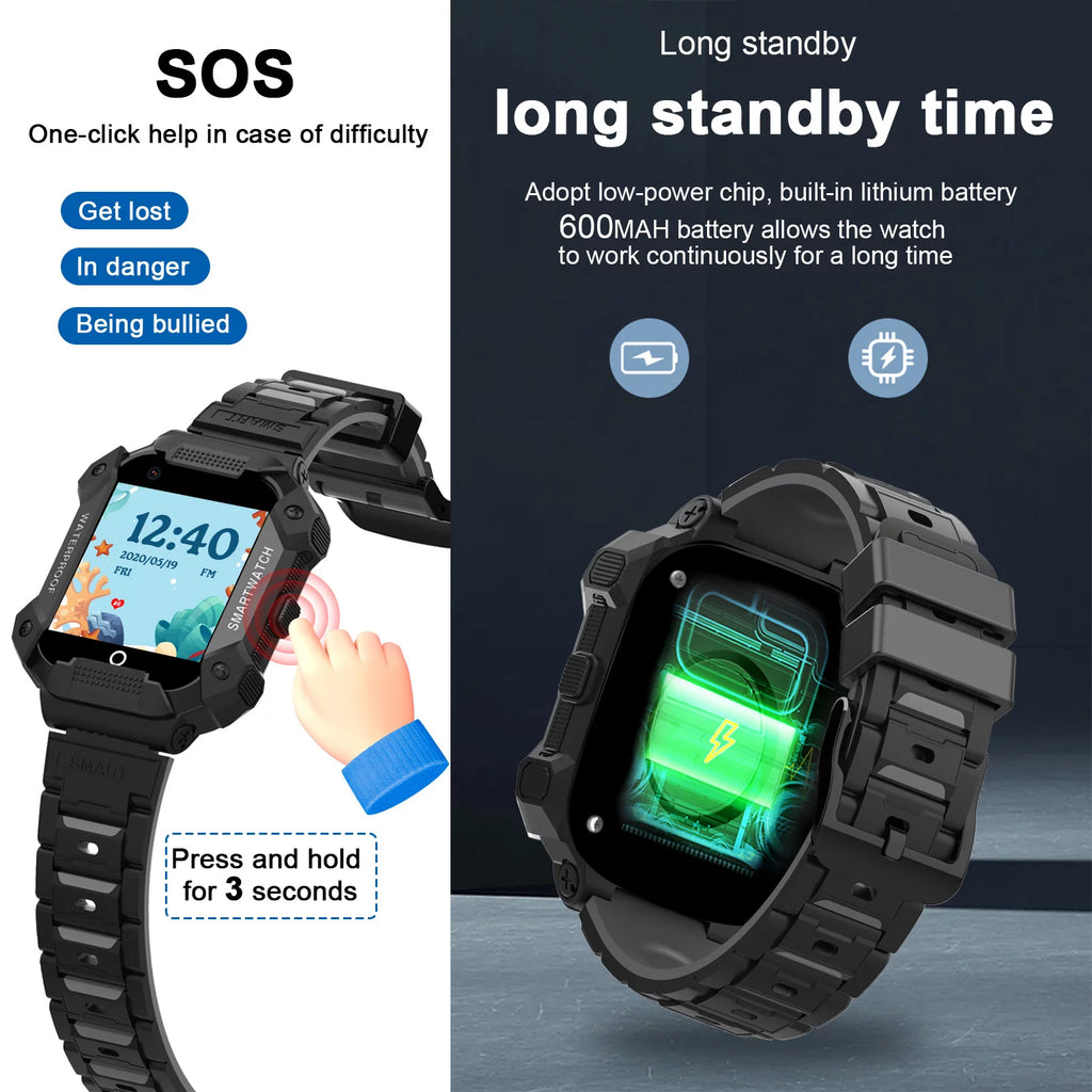 Black Kids Smart Watch with 4G SIM GPS Q56414