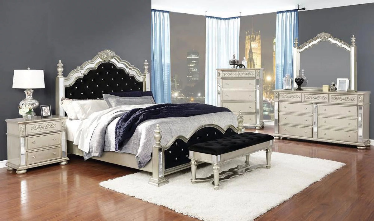 4-piece Eastern King Tufted Upholstered Bedroom Set D6905