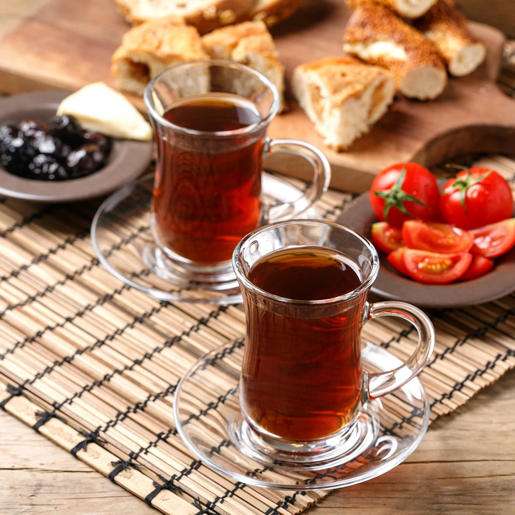 Clear Glass Turkish Tea Set, 6 Cups & 6 Saucers P7964