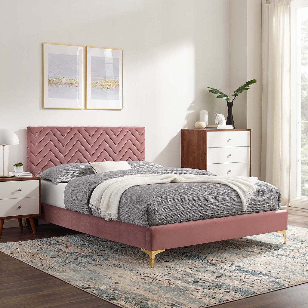 Twin Performance Velvet Platform Bed F159