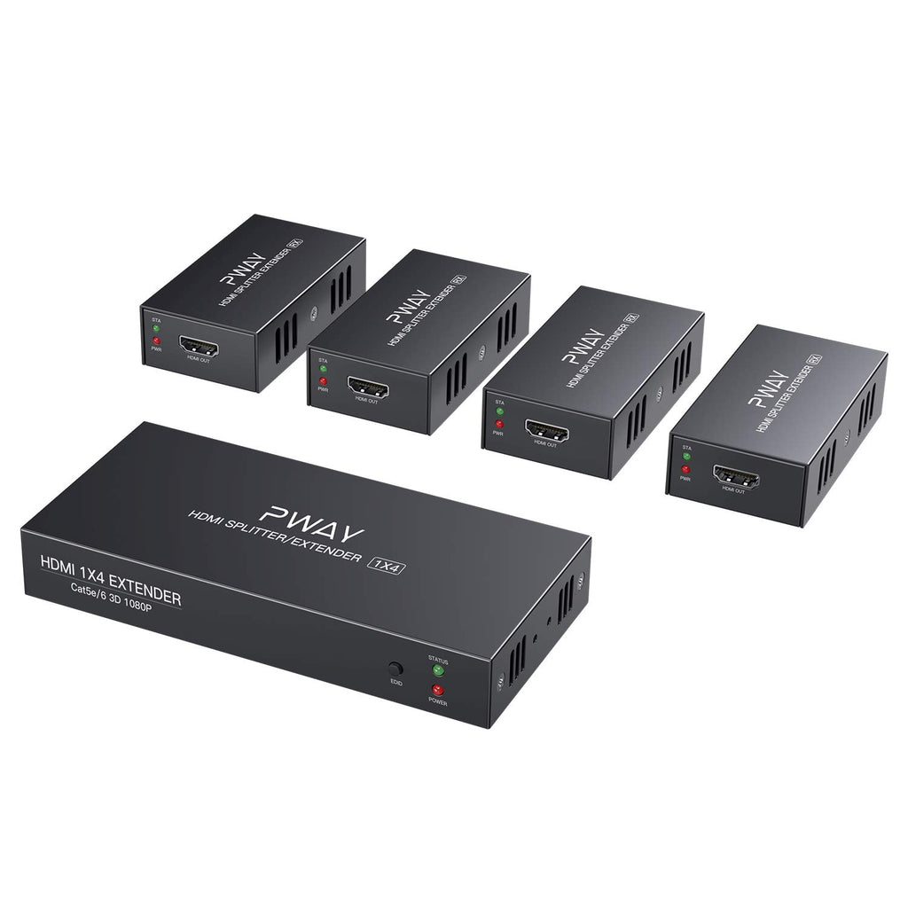 HDMI Extender Splitter 1x4 Port 1080P Over Cat5e/Cat6 Ethernet Cable Up to 50m T9747