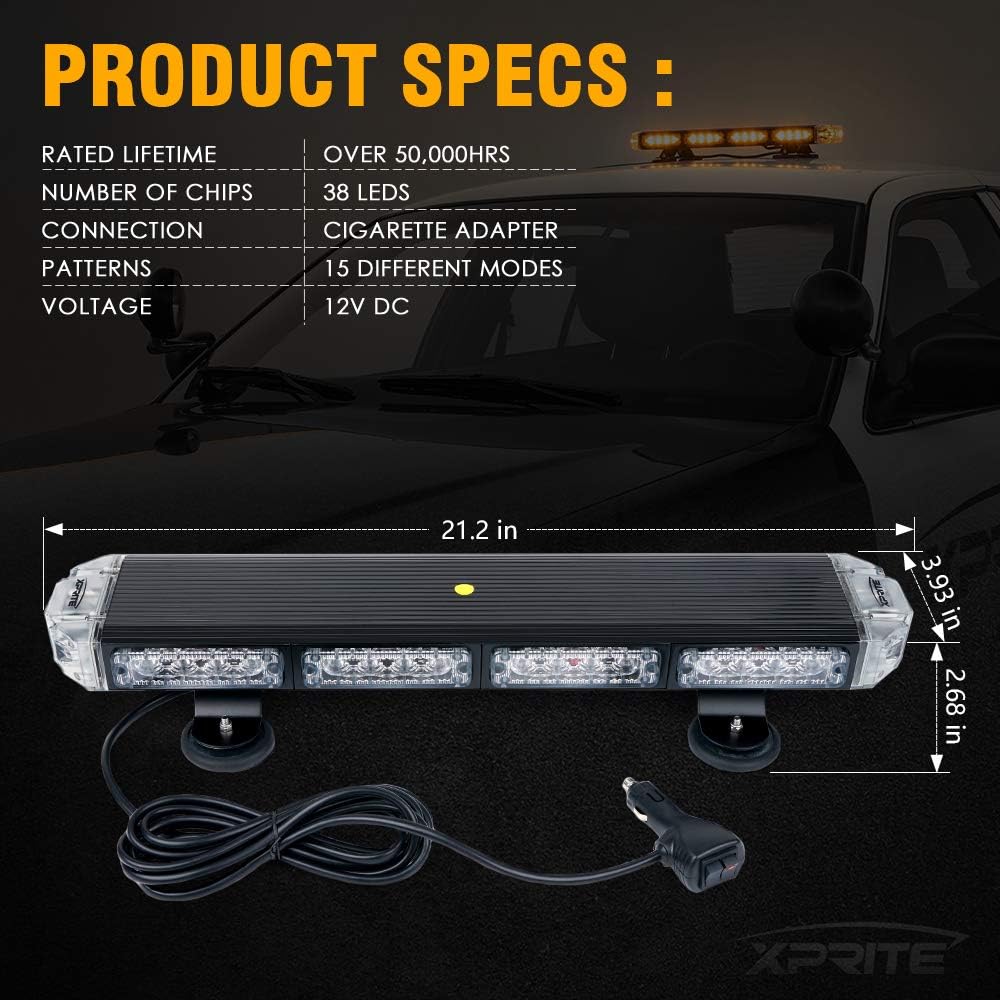 21 Inch Amber LED Rooftop Strobe Light Bar B43027