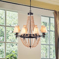 8-Light Candle Style Chandelier with Wood Accents P664383