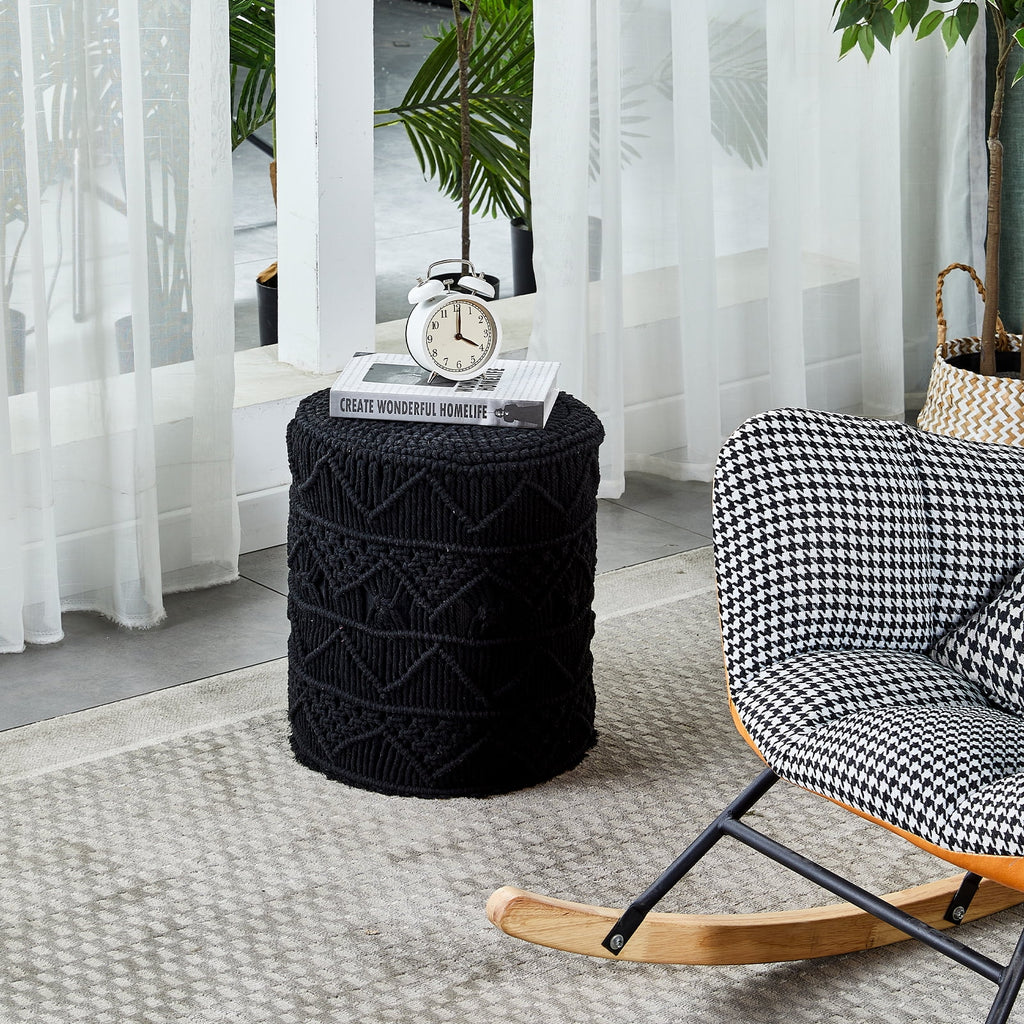 Hand Knitted Cotton Round Pouf Ottoman X24159