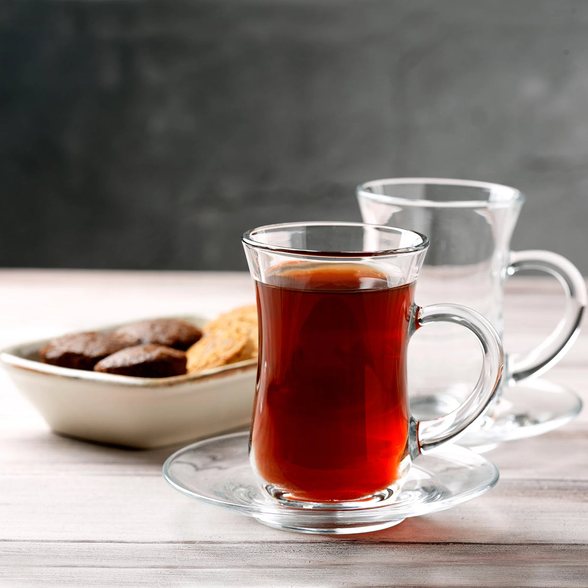 Clear Glass Turkish Tea Set, 6 Cups & 6 Saucers P7964