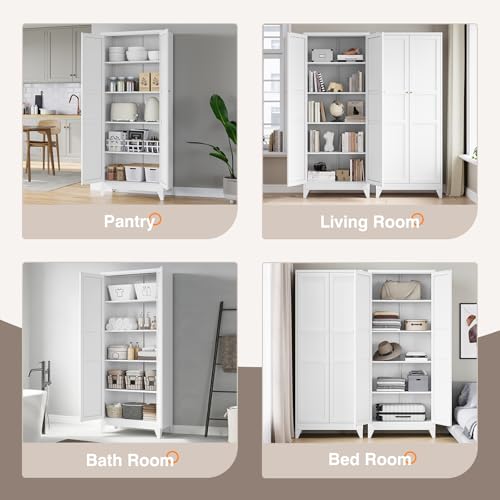 Black 5 Tier Metal Storage Cabinet with 2 Doors and 5 Adjustable Shelves P6880