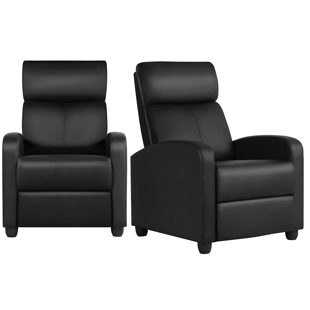 2pcs Black PU Leather Recliner Chair K338434