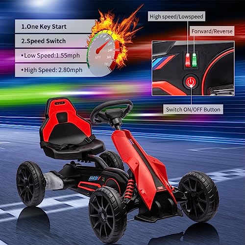 12V 7Ah Battery Powered Electric Drift Kart with Adjustable Speed and Safety Belt, Black S9422