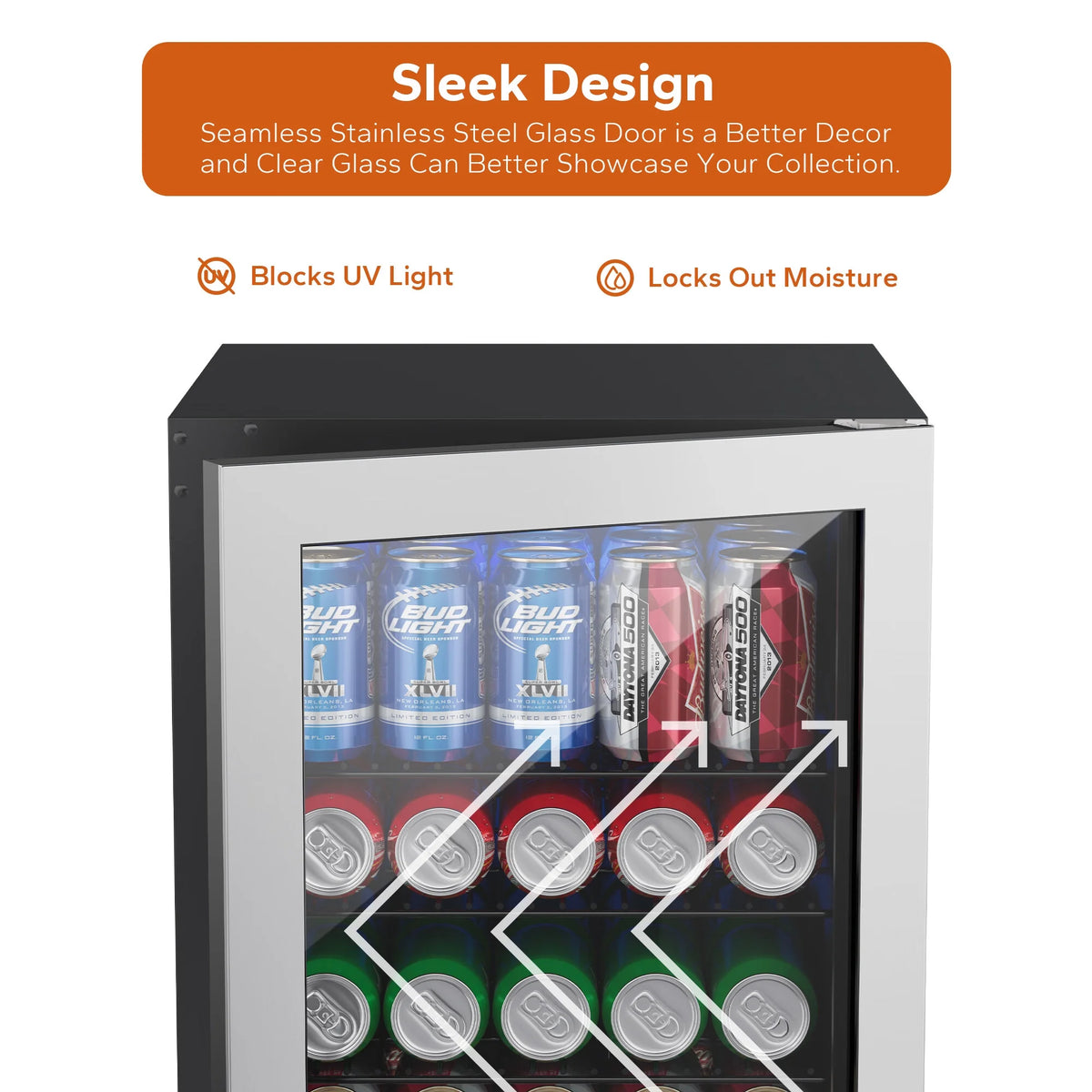 Freestanding Beverage Refrigerator Cooler, 77 Can Glass Door Q4335