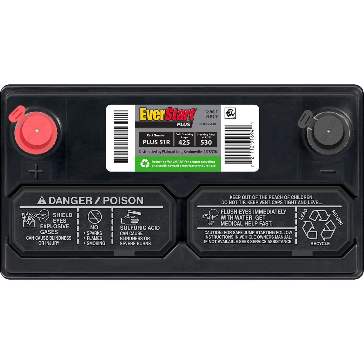 Lead Acid Automotive Battery Group Size 51R 12 Volt 425 CCA F49572