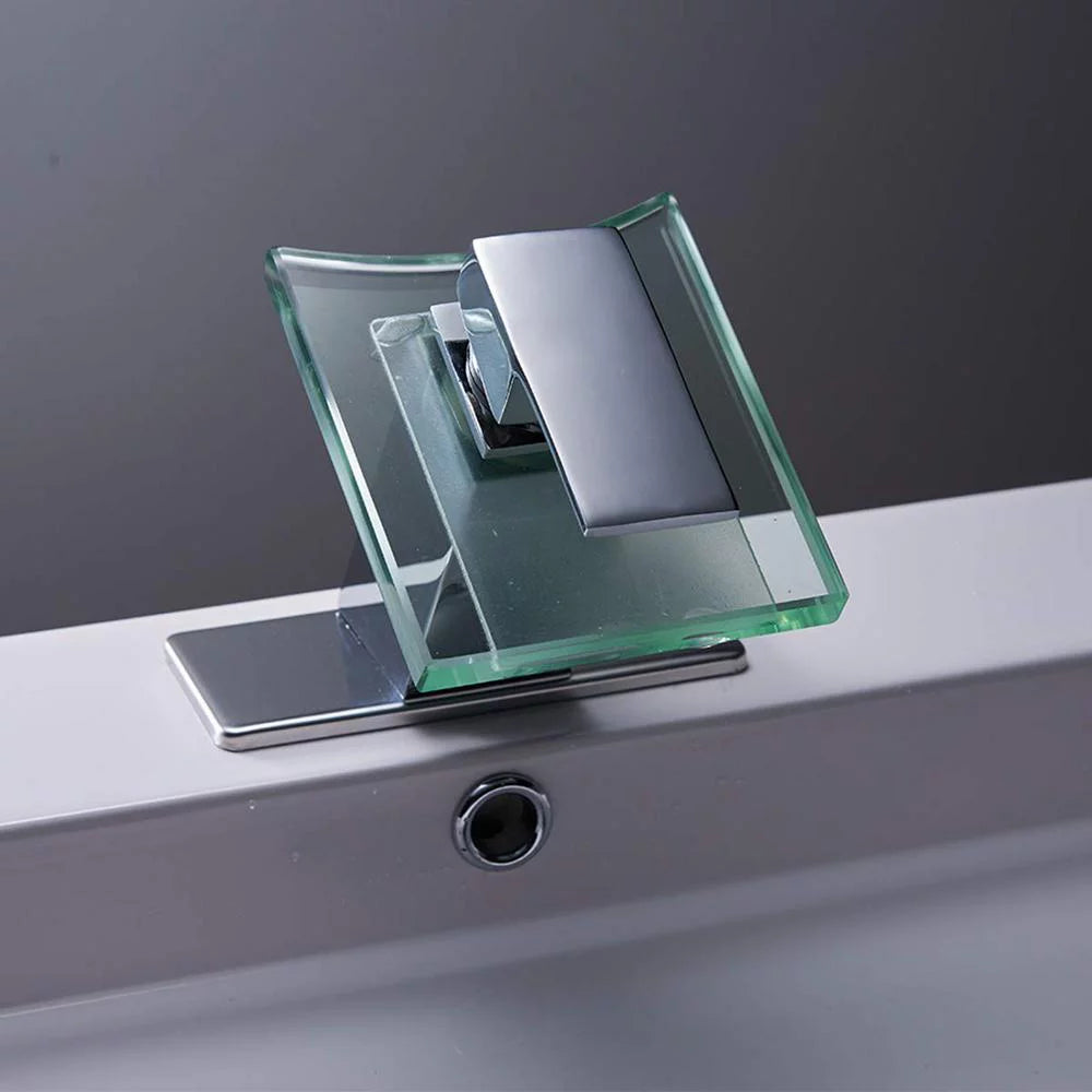 Single Hole Single-Handle Bathroom Faucet with Glass Spout in Polished Chrome U271
