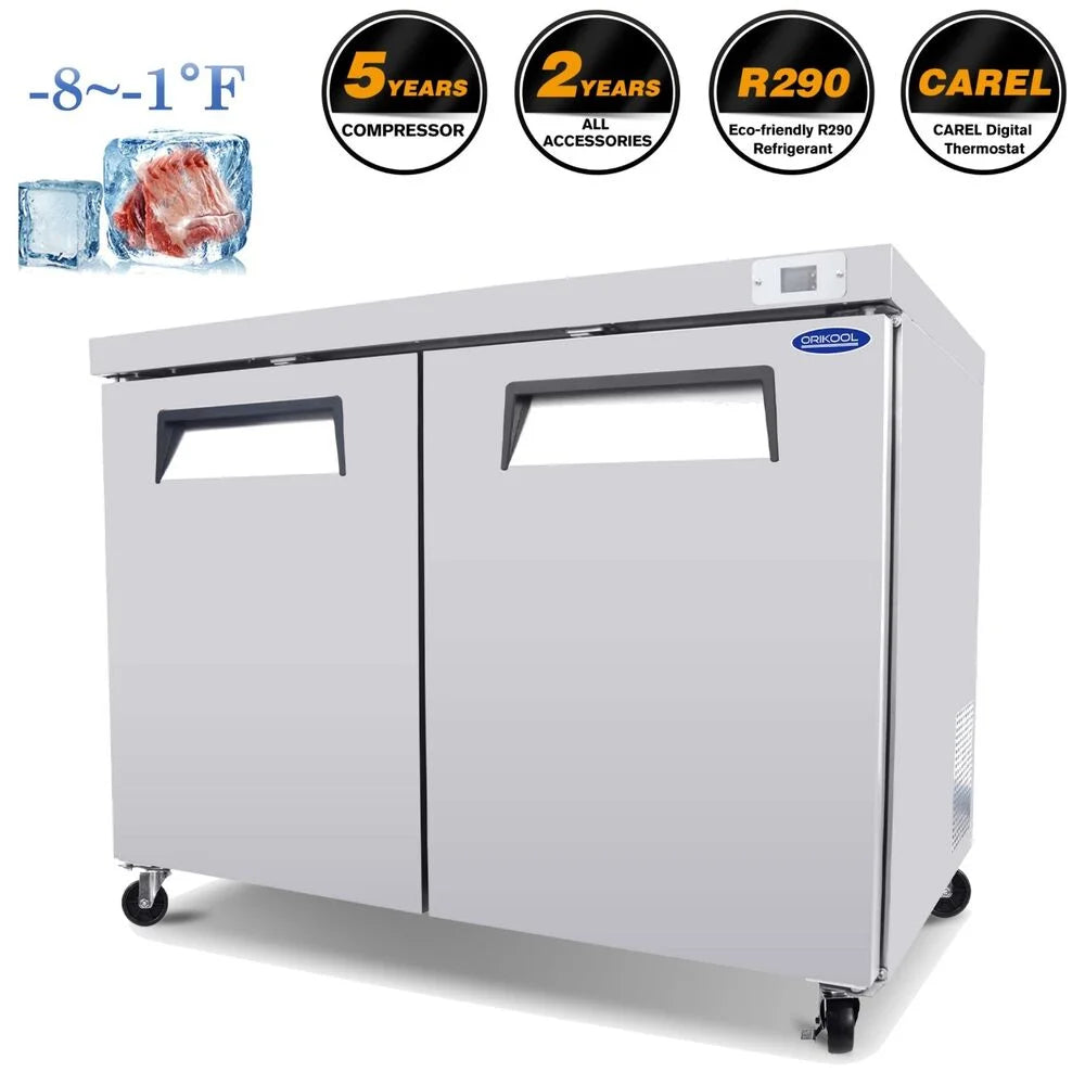 2-Door Stainless Steel Undercounter Work Top Freezer 14.1 Cu.Ft Z82085