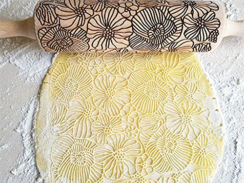 Embossing Rolling Pin with Flowers Pattern X46170