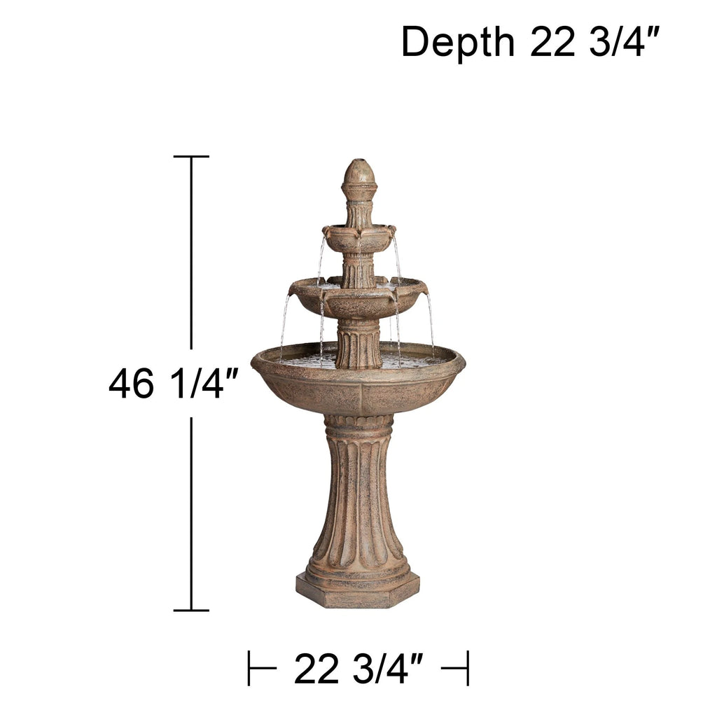3 Tier Basin Outdoor Floor Water Fountain with LED Light 46" C714235