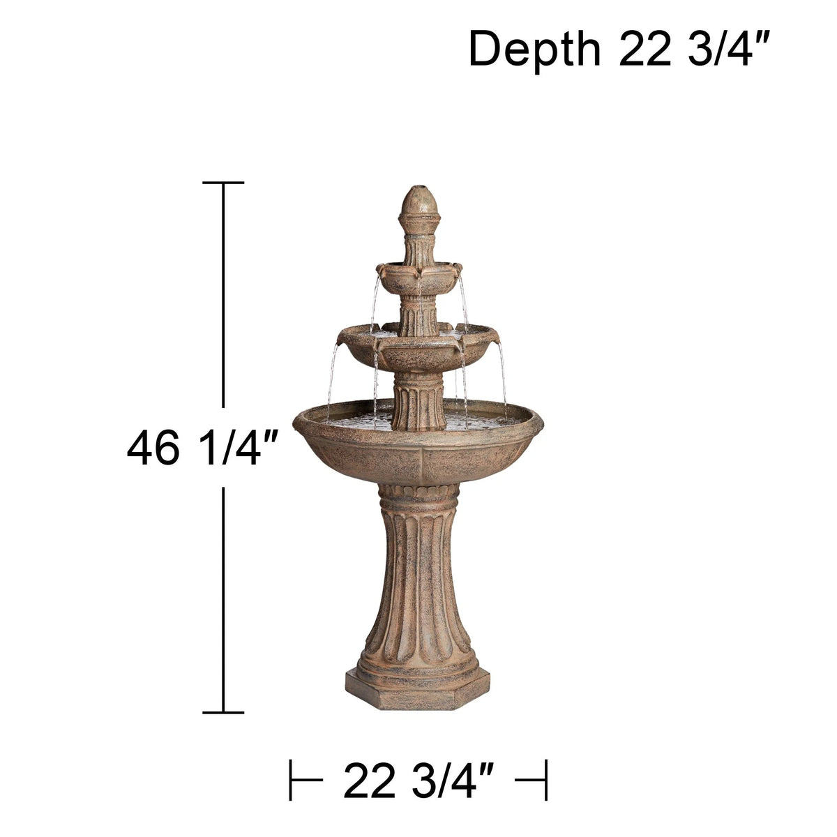 3 Tier Basin Outdoor Floor Water Fountain with LED Light 46" C714235