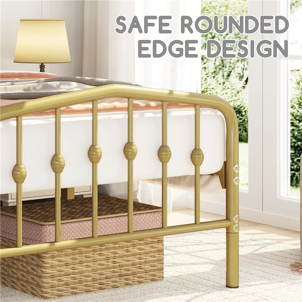 Twin Size Metal Bed with Arched Headboard and Footboard M4807