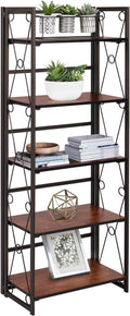 5 Shelf Folding Bookcase with Metal Frame L4348