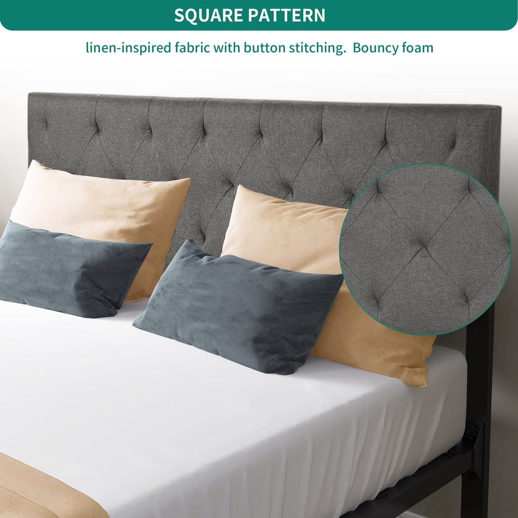 Full Size Upholstered Platform Bed with Adjustable Headboard L6783