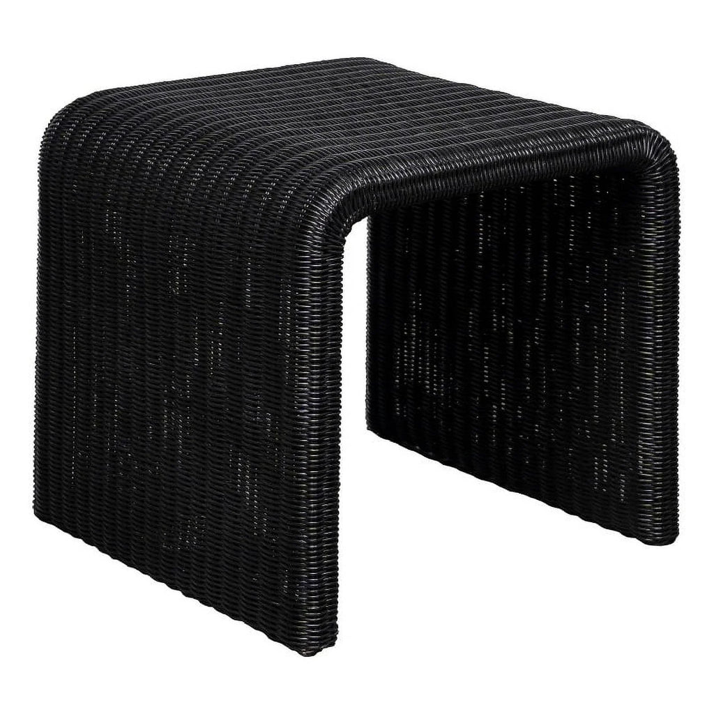Black Woven Rattan Square End Table H273342