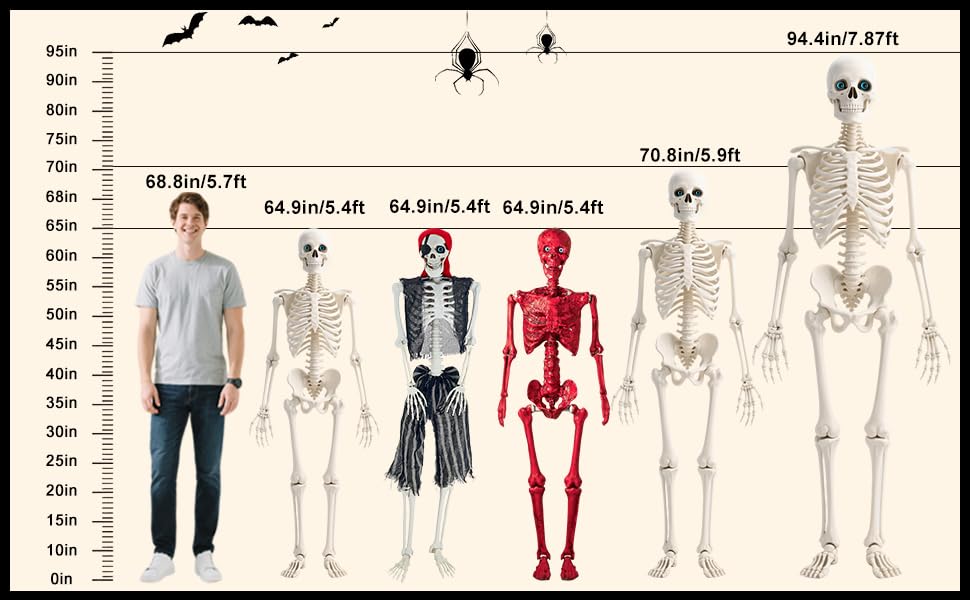 5.4Ft Posable Skeleton with Glowing Eyes P2440