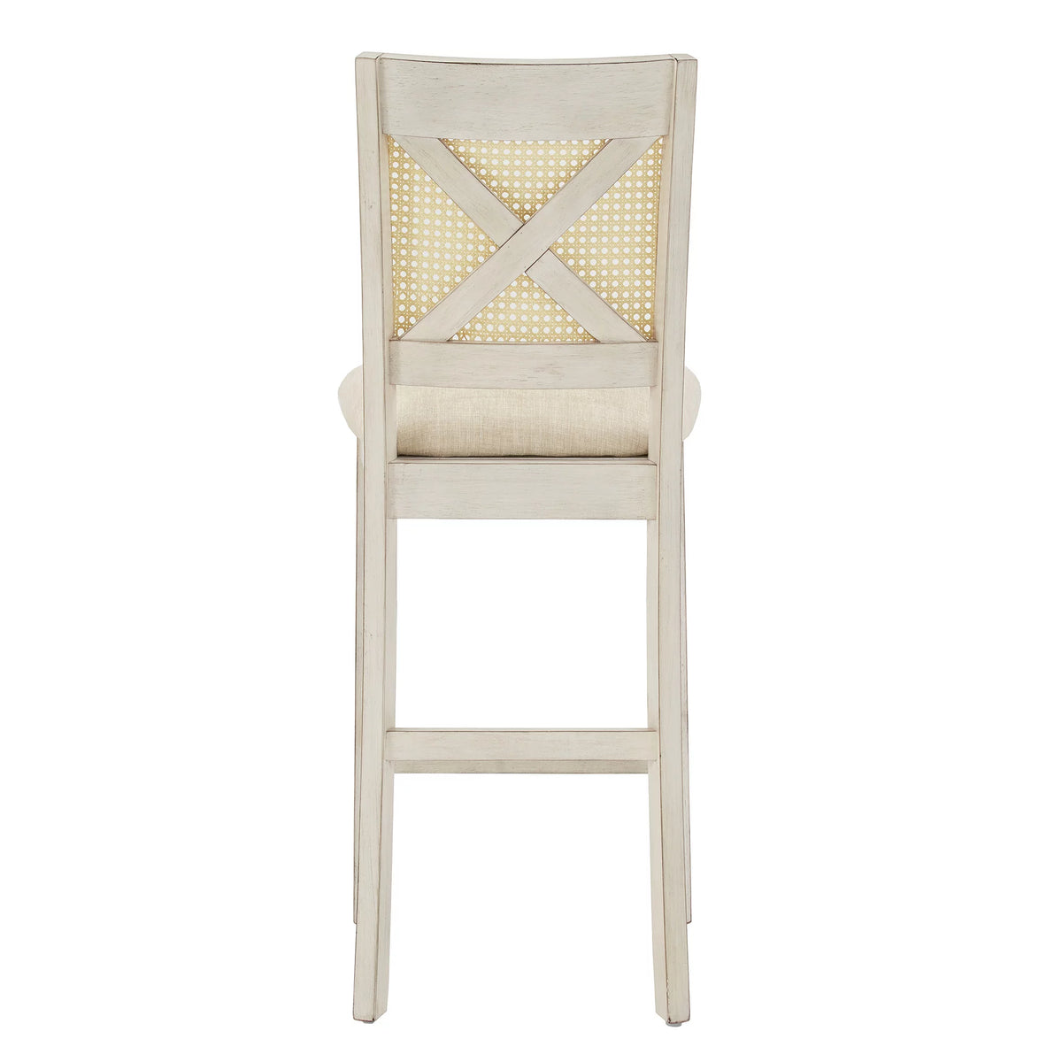 Antique White Beige Linen Counter Height Chair Set of 2 E164151