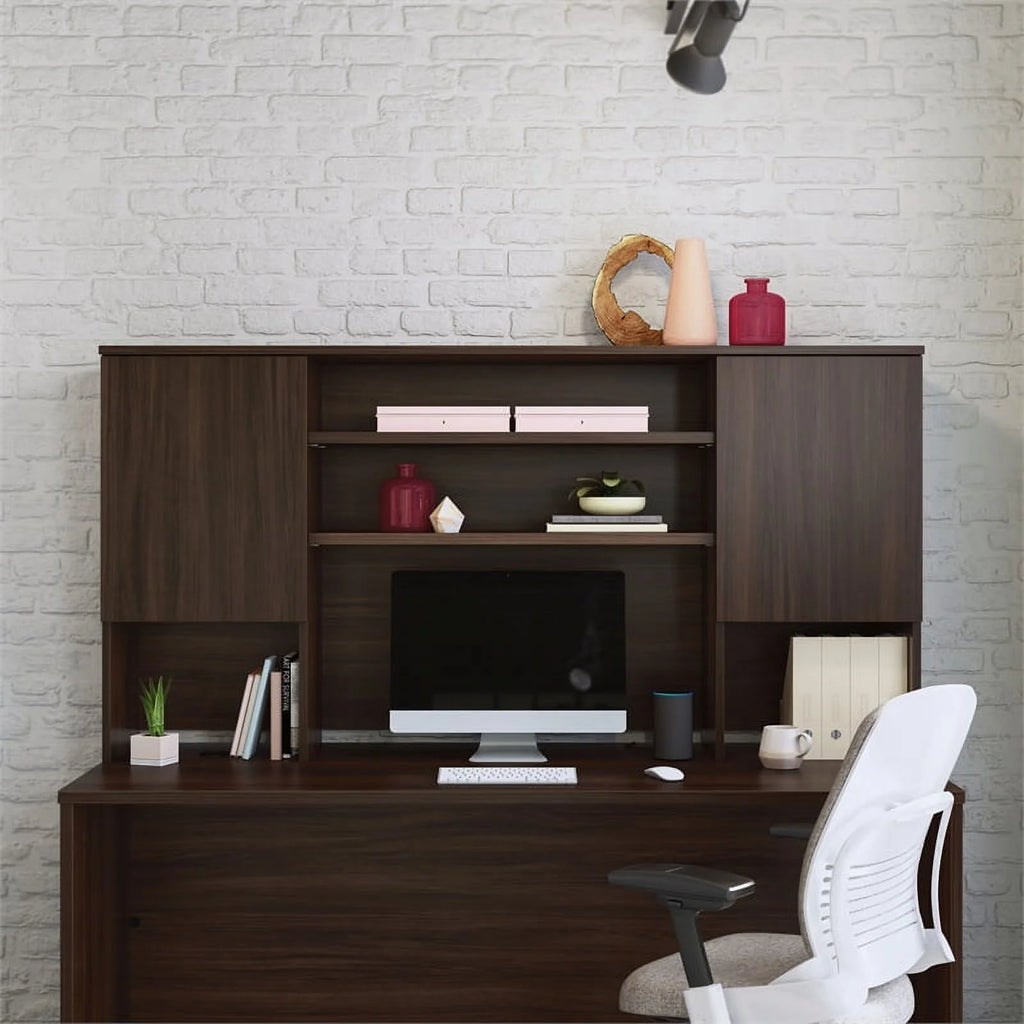 Engineered Wood Desk with Hutch I276