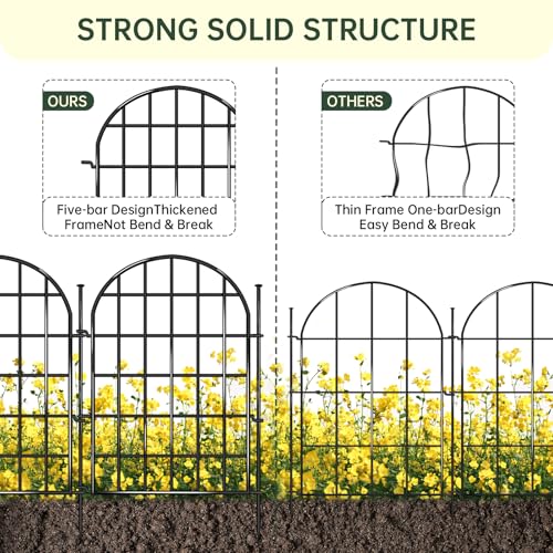 32.5 ft x 22 in 30 Panels Arched No Dig Metal Garden Fence X922