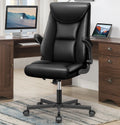 Black Ergonomic Leather Office Chair with Lumbar Support P9461