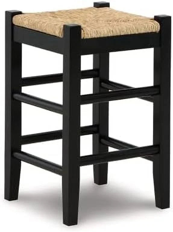 Black & Light Brown Woven Wicker Counter Height Bar Stool, 2 Count A263256