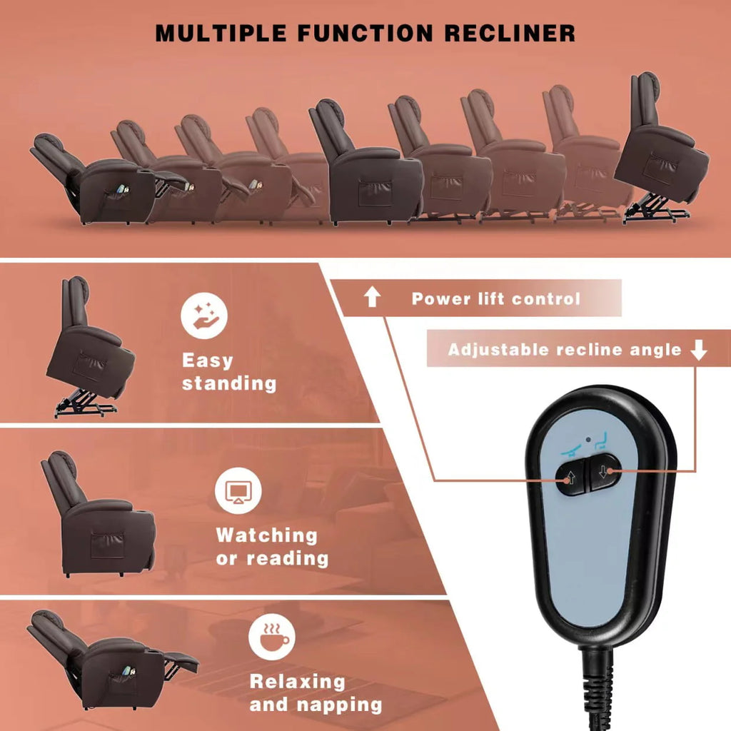 Black Faux Leather Power Lift Recliner P423716