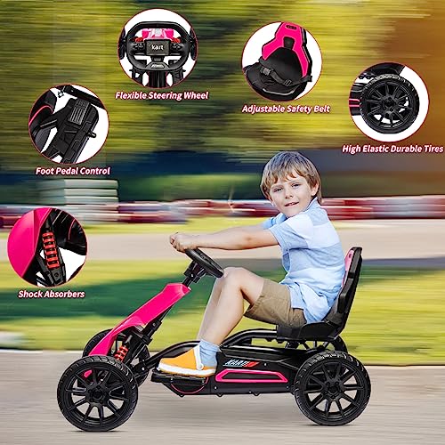 12V 7Ah Battery Powered Electric Drift Kart with Adjustable Speed and Safety Belt, Black S9422