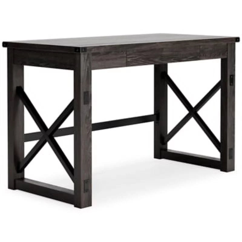 Dark Gray Rustic Farmhouse Home Office Desk L42299